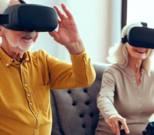 Two Seniors Playing Virtual Reality Games 